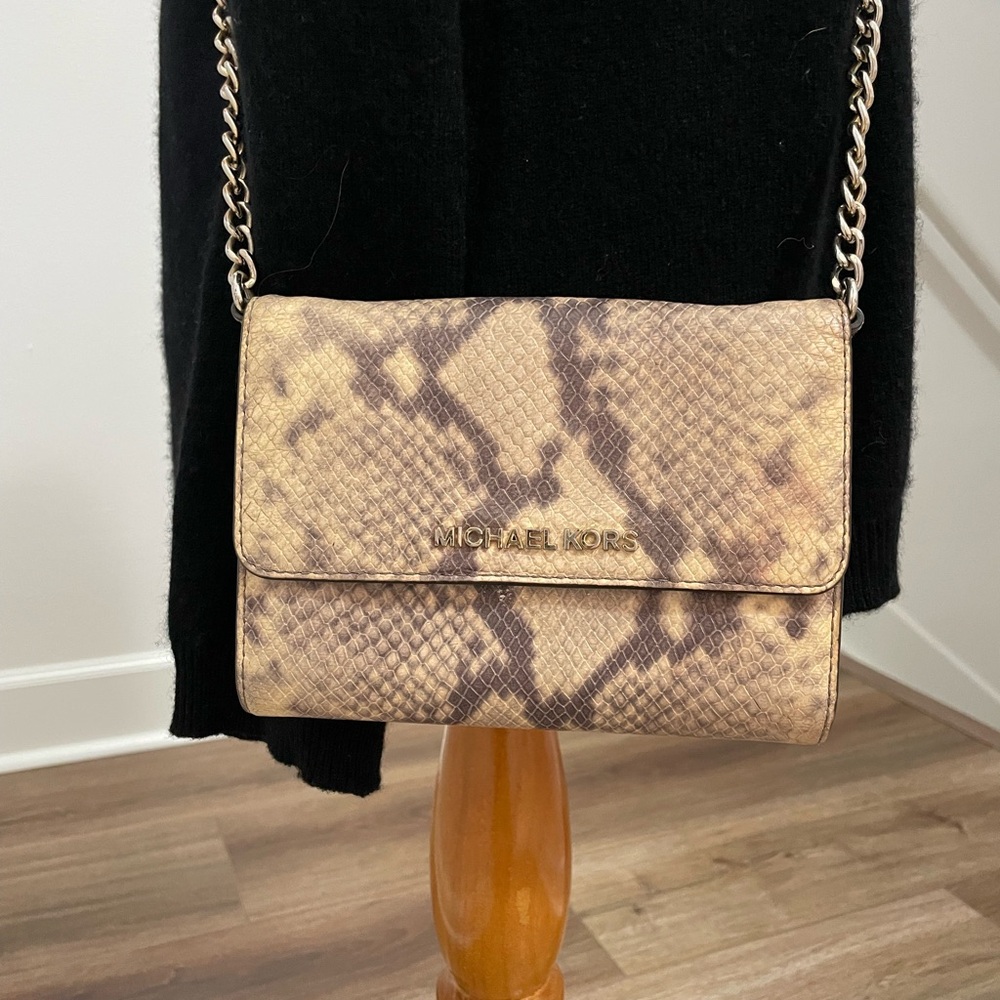 Michael Kors Snakeskin Leather Animal Print Wristlet